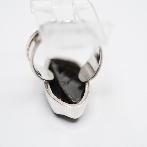 Natural Shungite Ring 925 Sterling Silver Freeform Bezel set Handmade Ring 7 - Picture 11 of 14